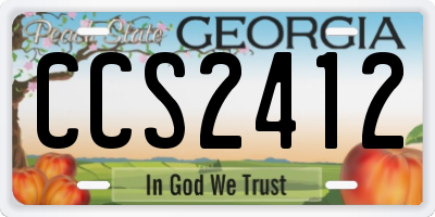 GA license plate CCS2412