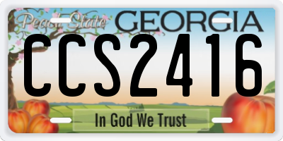 GA license plate CCS2416