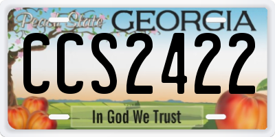 GA license plate CCS2422