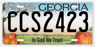 GA license plate CCS2423