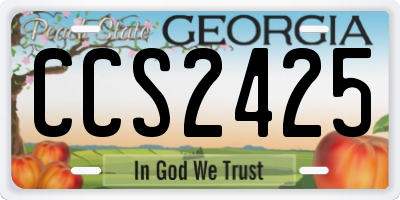 GA license plate CCS2425