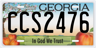 GA license plate CCS2476