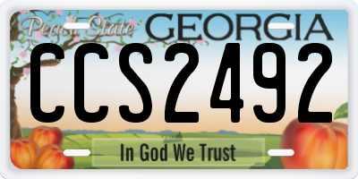 GA license plate CCS2492
