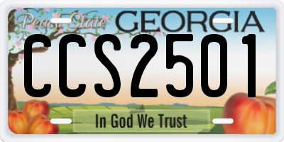 GA license plate CCS2501
