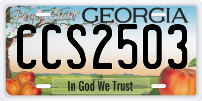 GA license plate CCS2503