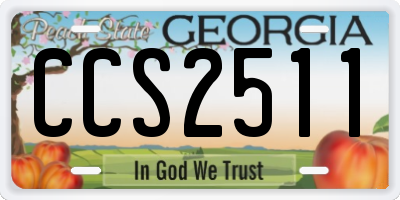 GA license plate CCS2511