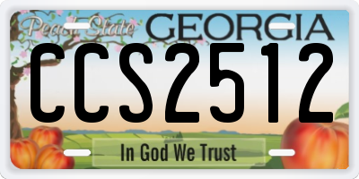 GA license plate CCS2512