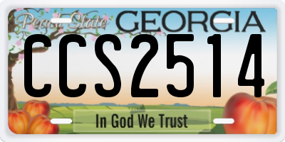 GA license plate CCS2514