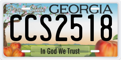 GA license plate CCS2518
