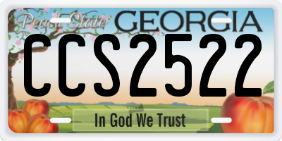 GA license plate CCS2522