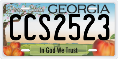GA license plate CCS2523