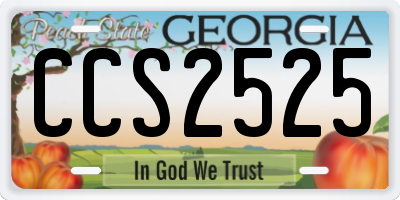 GA license plate CCS2525