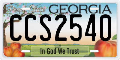 GA license plate CCS2540
