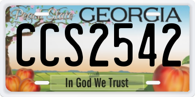 GA license plate CCS2542