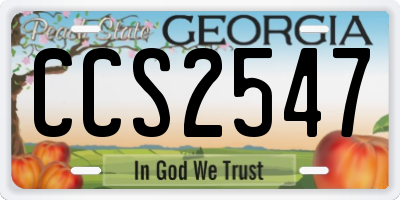 GA license plate CCS2547