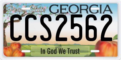 GA license plate CCS2562
