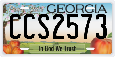 GA license plate CCS2573