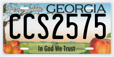 GA license plate CCS2575