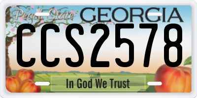 GA license plate CCS2578