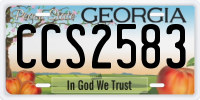 GA license plate CCS2583