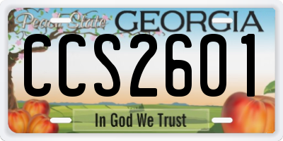 GA license plate CCS2601