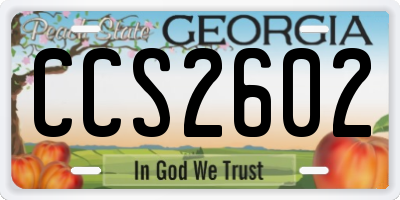 GA license plate CCS2602