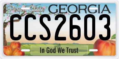 GA license plate CCS2603