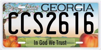 GA license plate CCS2616