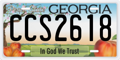 GA license plate CCS2618