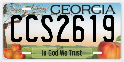 GA license plate CCS2619