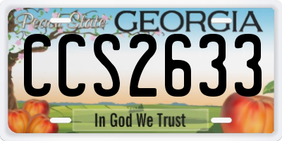 GA license plate CCS2633