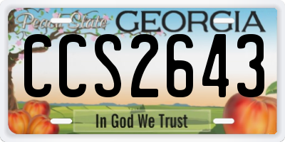 GA license plate CCS2643
