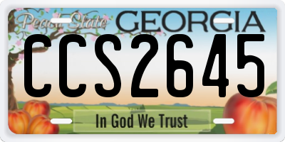 GA license plate CCS2645