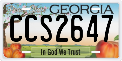 GA license plate CCS2647