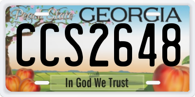 GA license plate CCS2648