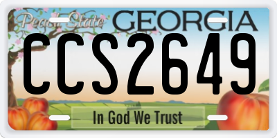 GA license plate CCS2649