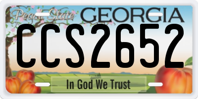 GA license plate CCS2652