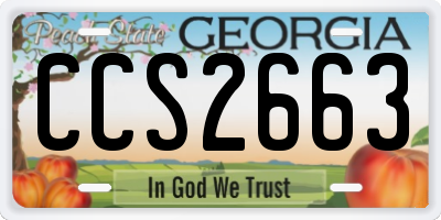 GA license plate CCS2663