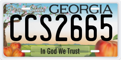 GA license plate CCS2665