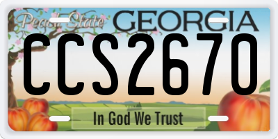 GA license plate CCS2670