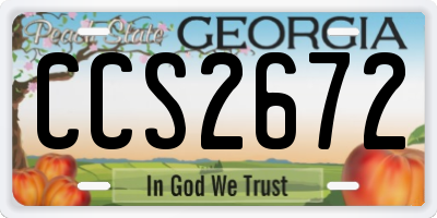 GA license plate CCS2672