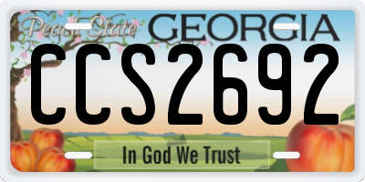 GA license plate CCS2692