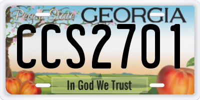 GA license plate CCS2701