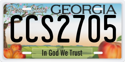 GA license plate CCS2705