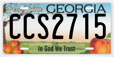 GA license plate CCS2715
