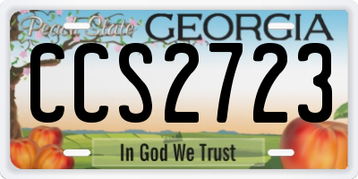 GA license plate CCS2723