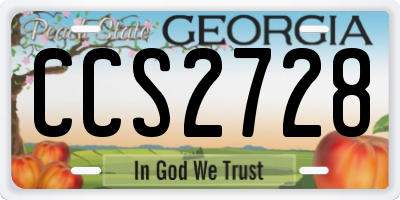 GA license plate CCS2728