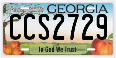 GA license plate CCS2729