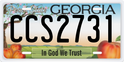 GA license plate CCS2731