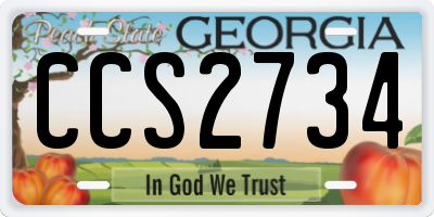 GA license plate CCS2734